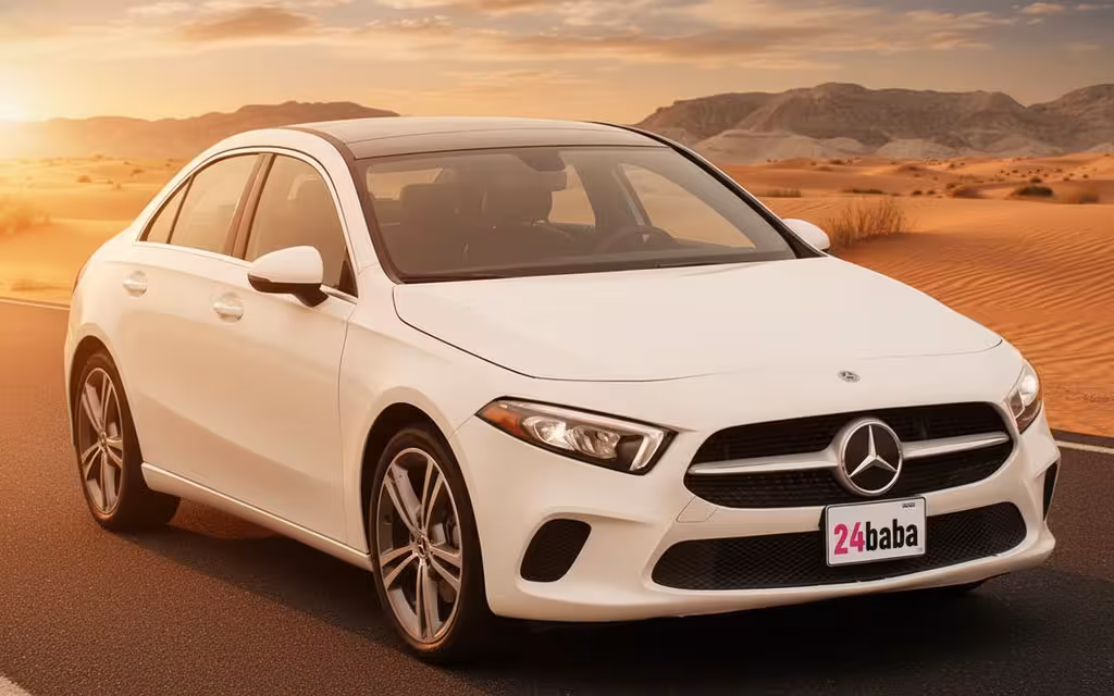 Mercedes A220 2025 White side profile – rental in Dubai