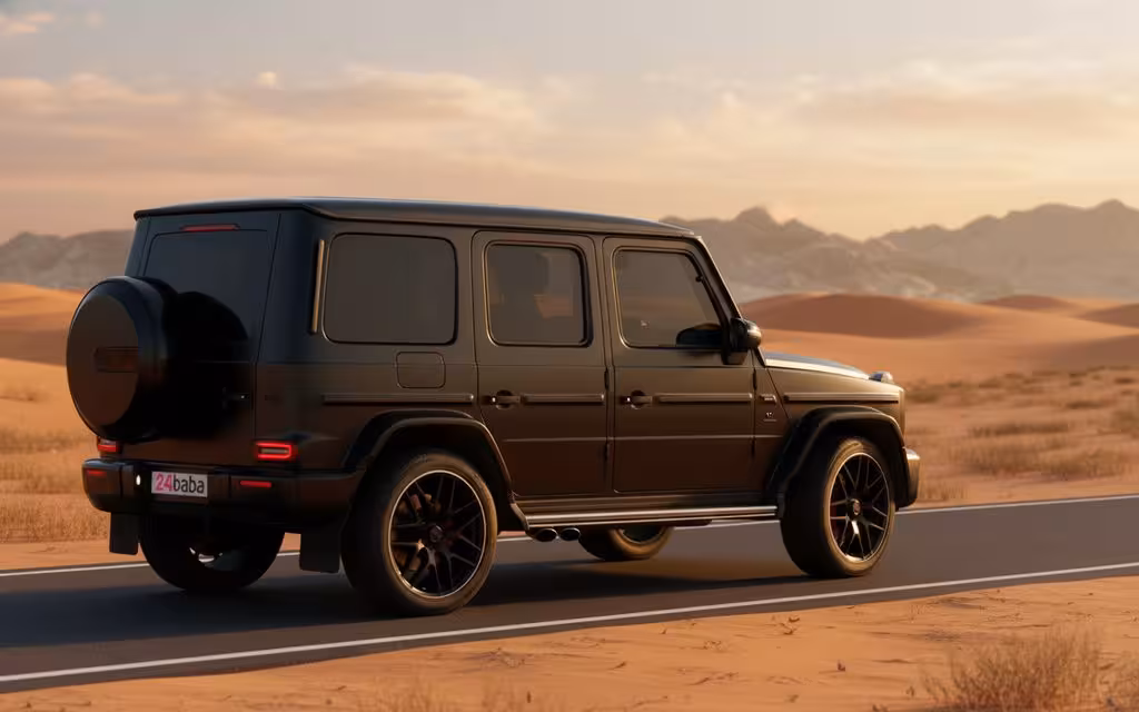 Mercedes G63 2020 Black rear view showing taillights – rental in Dubai