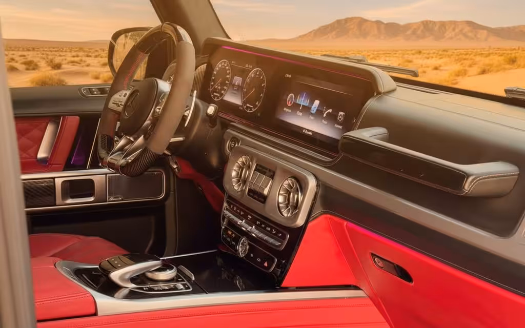 Mercedes G63 2020 interior view showing trim – rental in Dubai