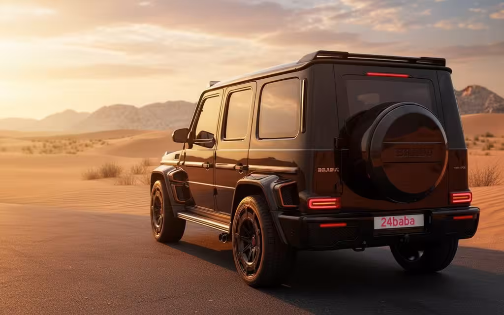 Mercedes G63 2025 Black rear view showing taillights – rental in Dubai