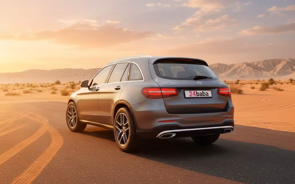Mercedes Glc300 2021 Grey rear view showing taillights – rental in Dubai