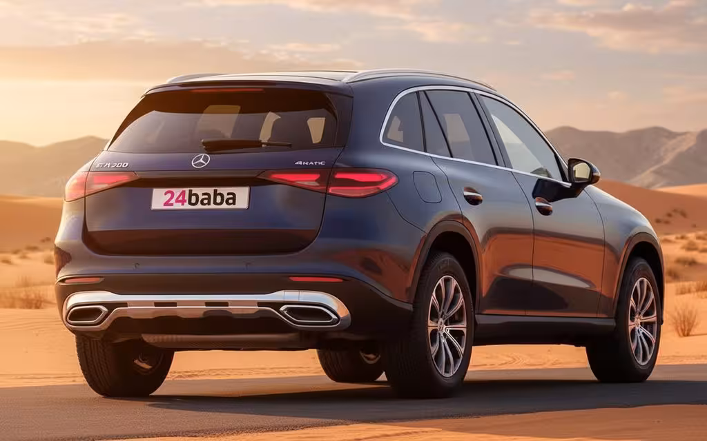 Mercedes Glc300 2021 Blue rear view showing taillights – rental in Dubai