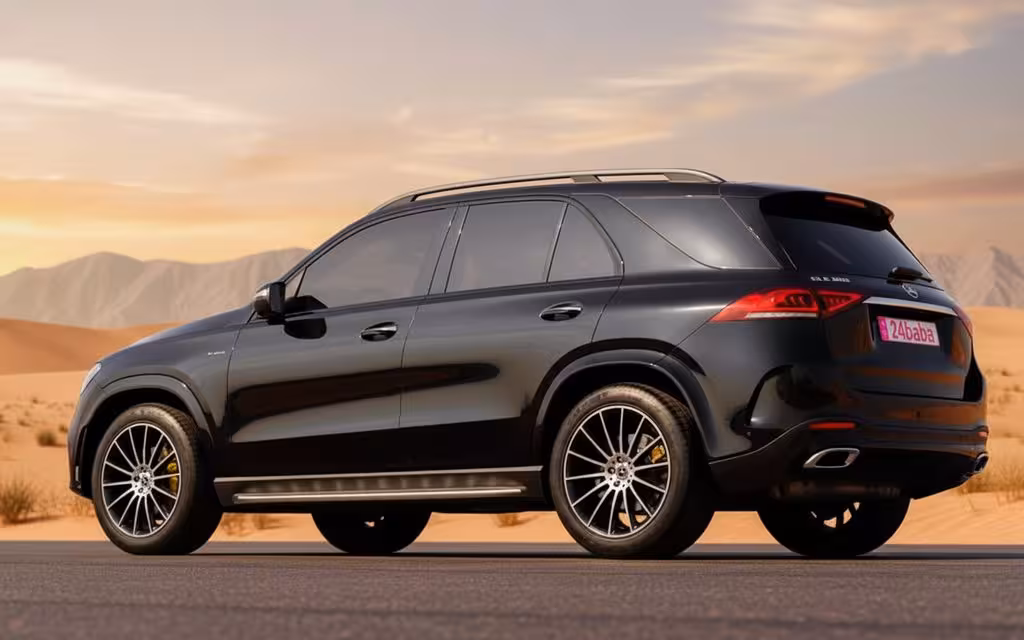 Mercedes Gle350 2021 Black side profile – rental in Dubai