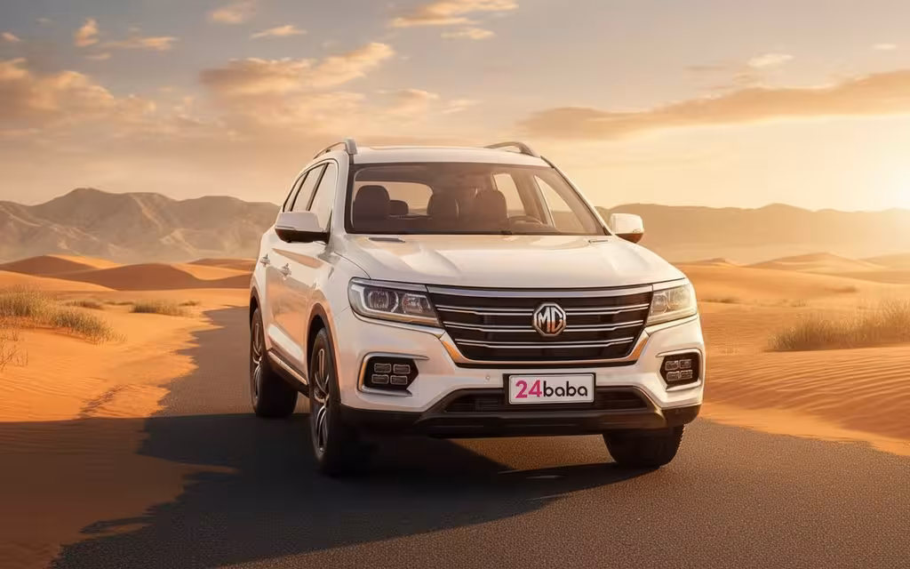 Mg Rx8 2023 White front view with headlights – rental in Dubai