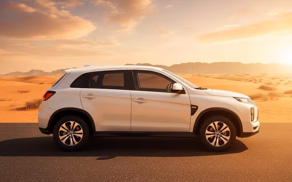 Mitsubishi Asx 2022 White side profile – rental in Dubai