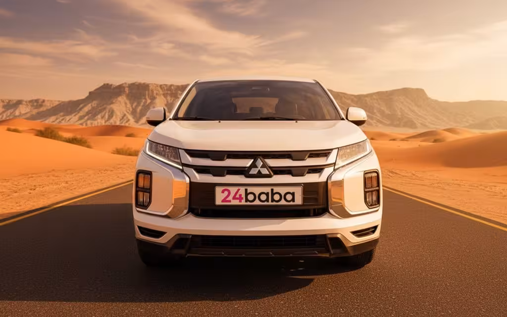 Mitsubishi Asx 2022 White front view with headlights – rental in Dubai