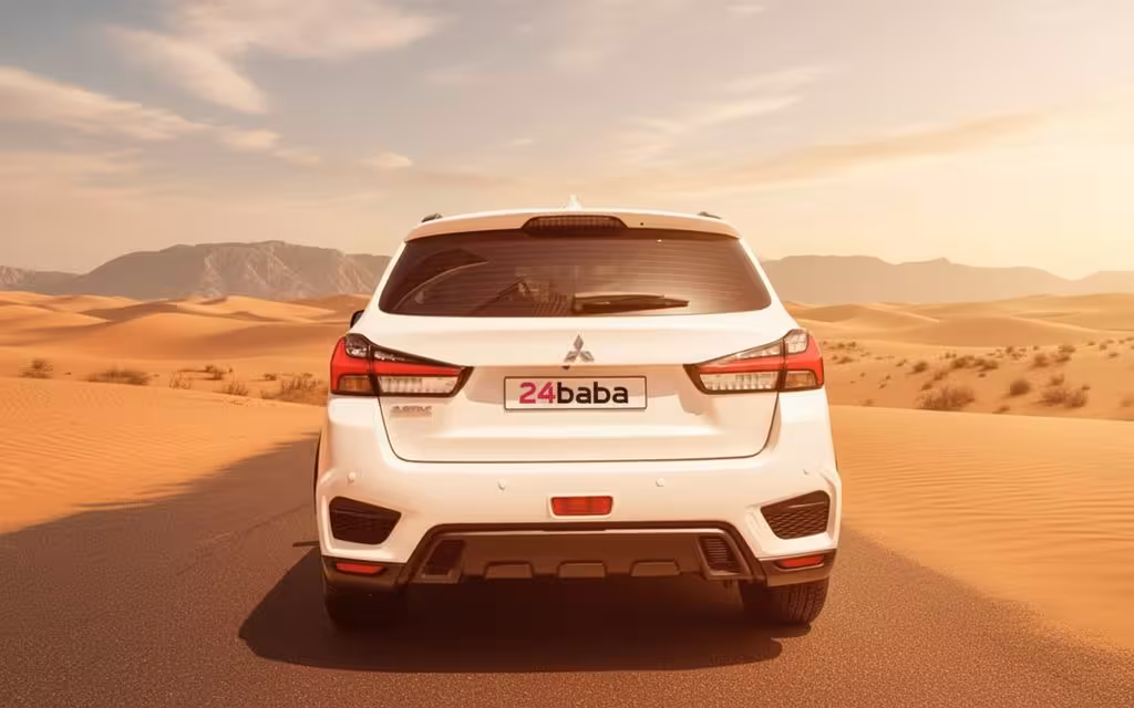 Mitsubishi Asx 2022 White rear view showing taillights – rental in Dubai