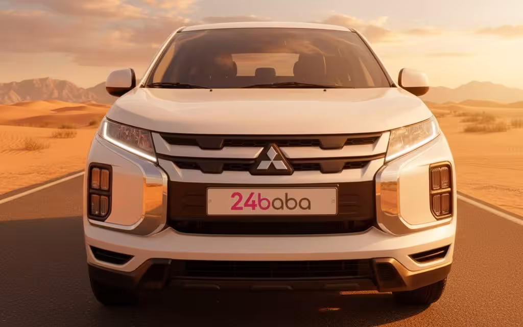 Mitsubishi Asx 2024 White front view with headlights – rental in Dubai