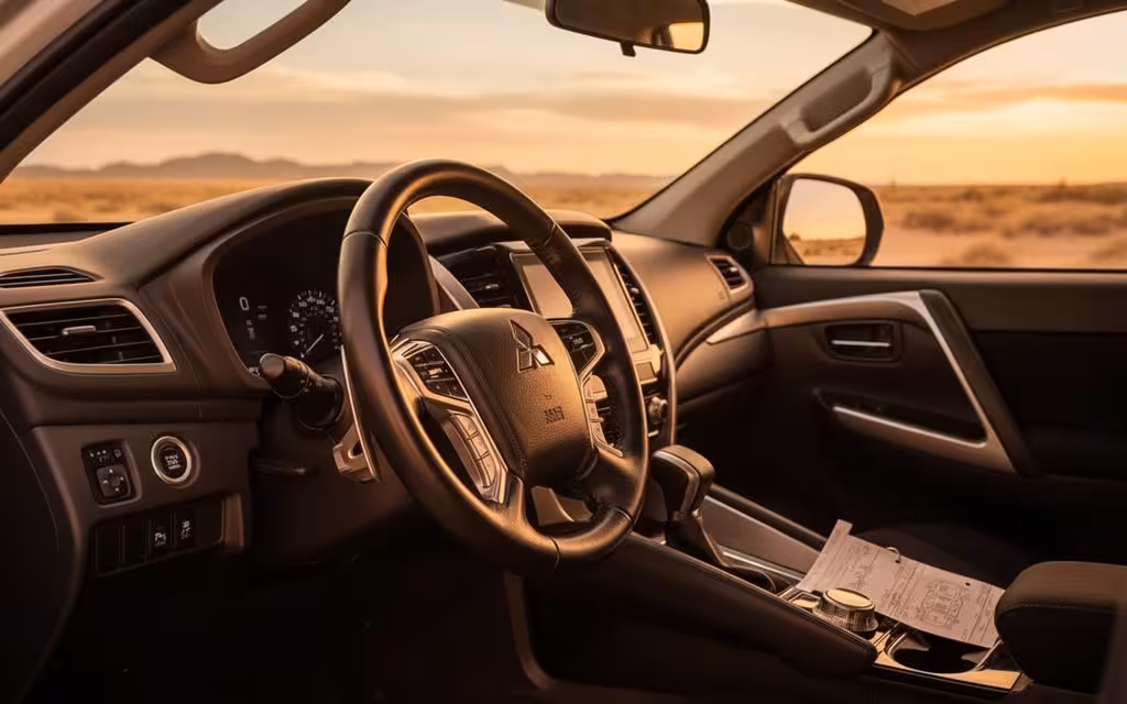 Mitsubishi Montero 2023 interior view showing trim – rental in Dubai