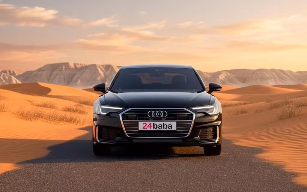 Nissan Patrol 2022 Black front view with headlights – rental in Dubai