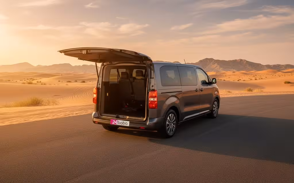 Opel Zafira 2023 Black rear view showing taillights – rental in Dubai