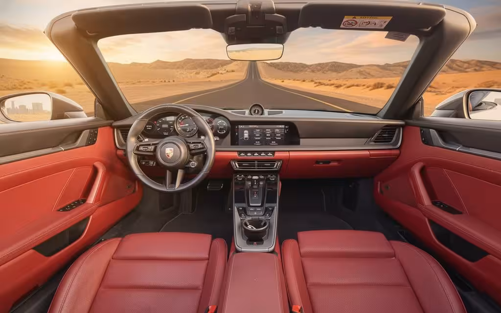 Porsche 911 2023 interior view showing trim – rental in Dubai