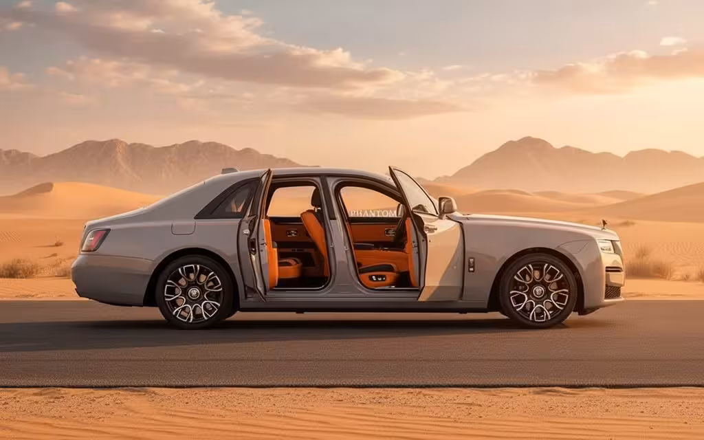 RollsRoyce Ghost 2023 Grey side profile – rental in Dubai
