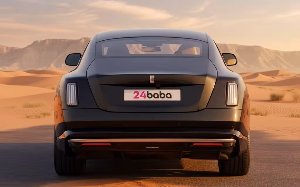 RollsRoyce Spectre 2025 Black rear view showing taillights – rental in Dubai