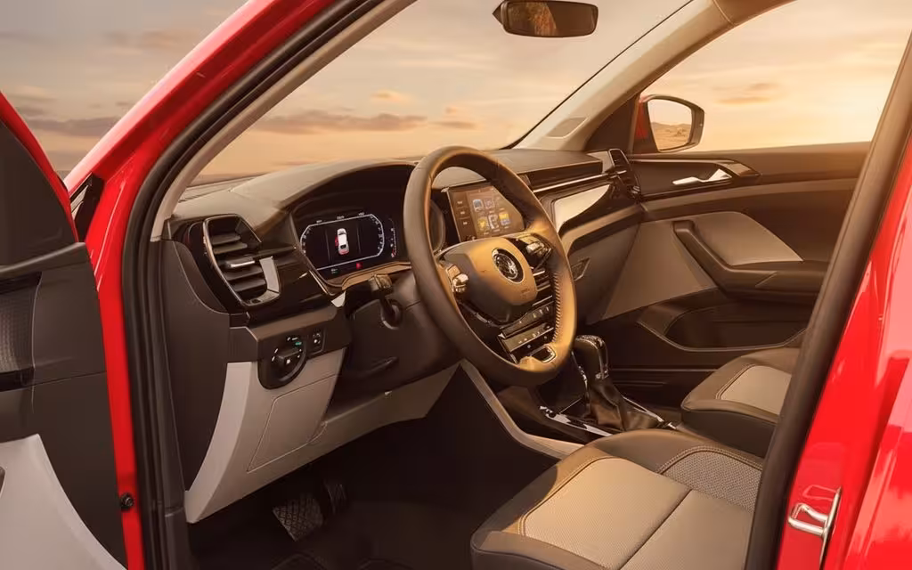 Skoda Kushaq 2023 interior view showing trim – rental in Dubai