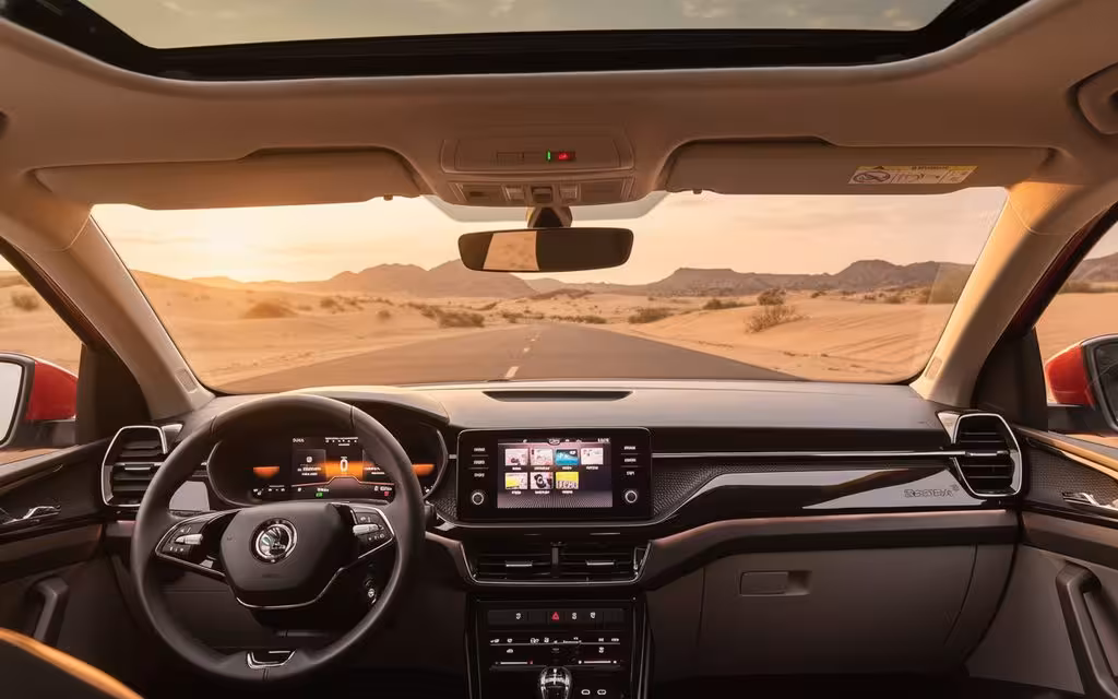 Skoda Kushaq 2023 dashboard and infotainment – rental in Dubai