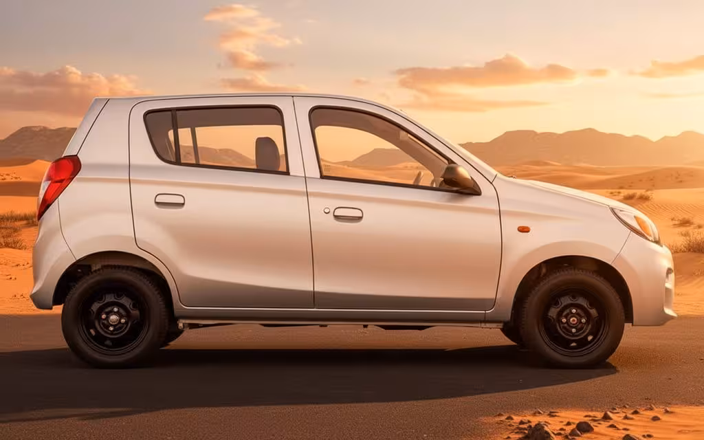 Suzuki Alto 2023 Silver side profile – rental in Dubai