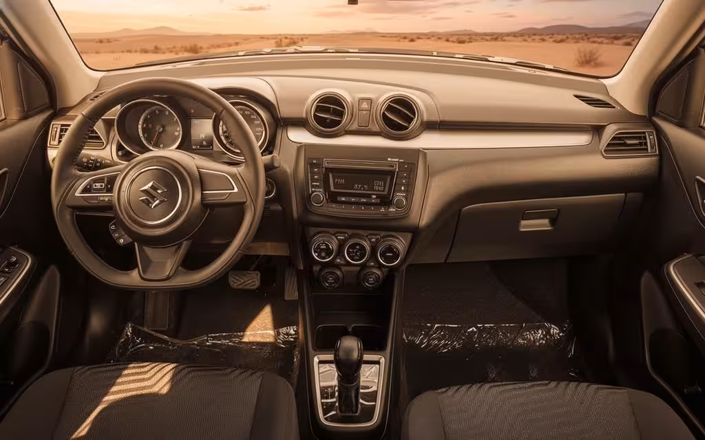 Suzuki Swift 2023 dashboard and infotainment – rental in Dubai