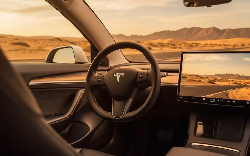 Tesla Model3 2021 interior view showing trim – rental in Dubai