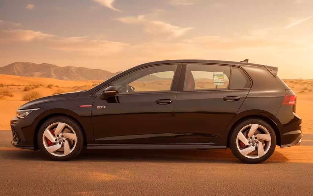 Volkswagen Golf 2025 Grey side profile – rental in Dubai