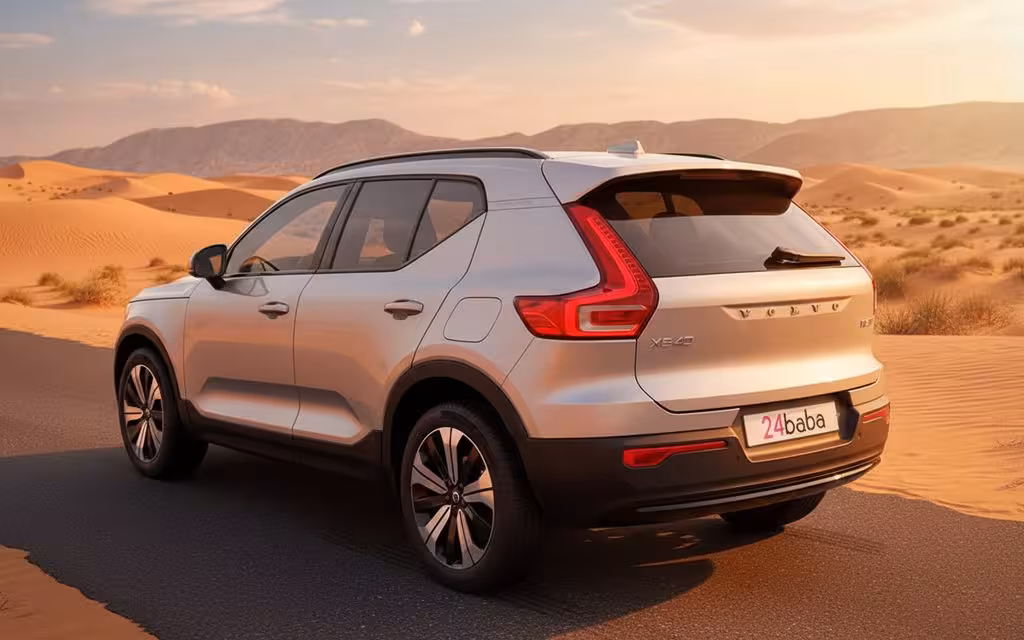 Volvo Xc40 2023 Grey rear view showing taillights – rental in Dubai