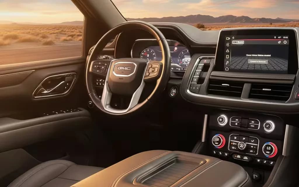 Gmc Yukon 2022 dashboard and infotainment – rental in Dubai
