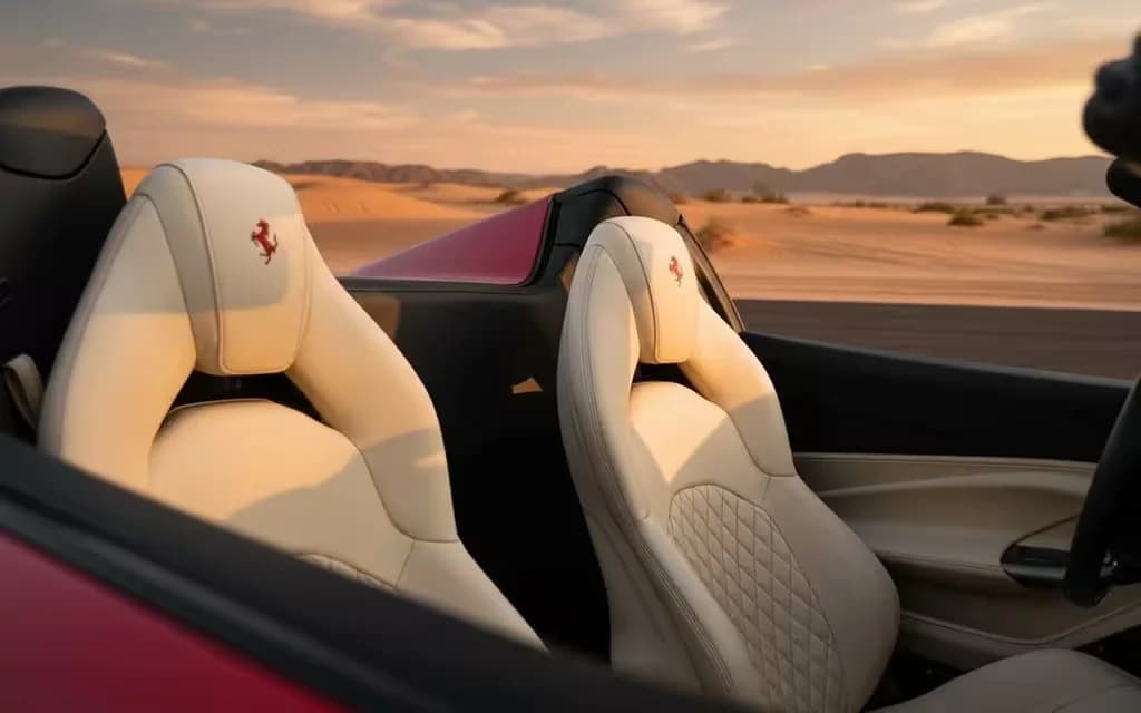 Ferrari F8 2021 leather seats and cabin – rental in Dubai