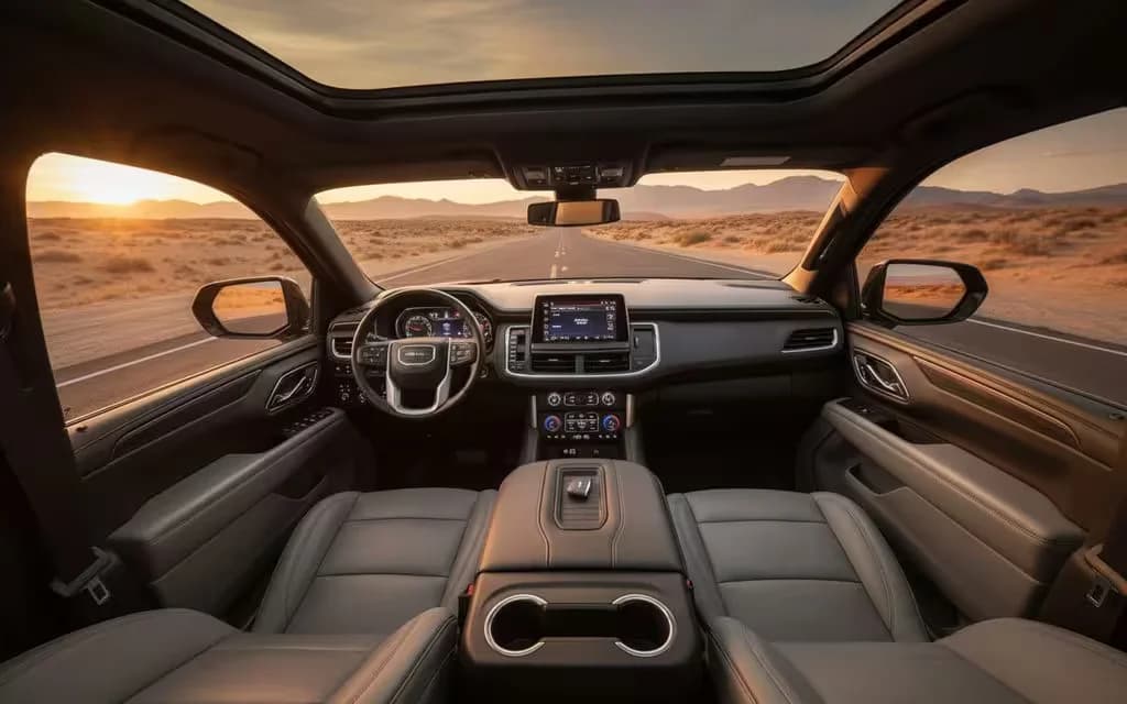 Gmc Yukon 2022 interior view showing trim – rental in Dubai