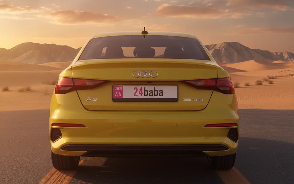 Audi A3 2024 Yellow rear view – rental in Dubai