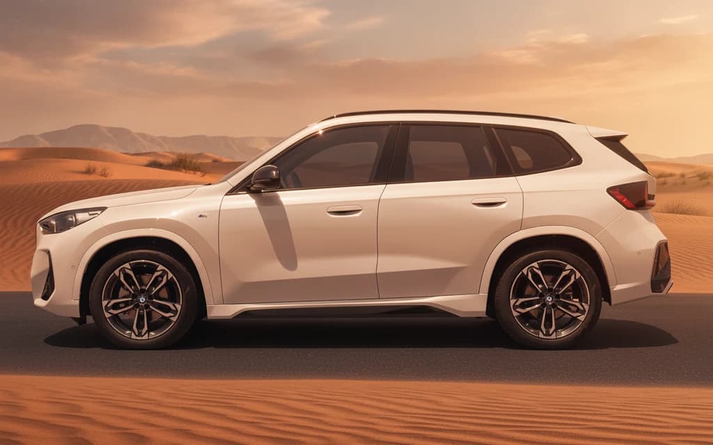 BMW X1 2025 White side view – rental in Dubai