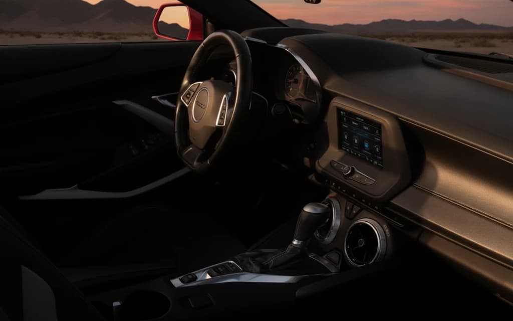 Chevrolet Camaro 2022 Red interior view – rental in Dubai