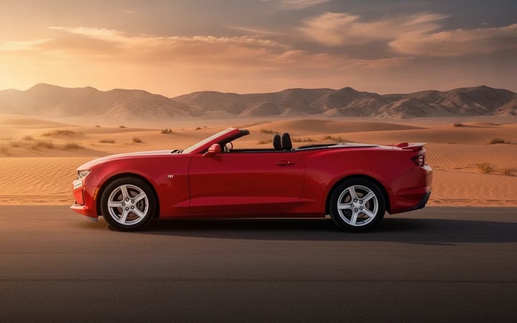Chevrolet Camaro 2022 Red side view – rental in Dubai