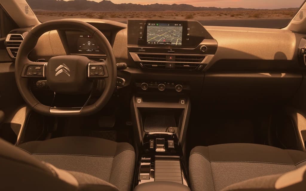 Citroen C4 2023 White dashboard view – rental in Dubai