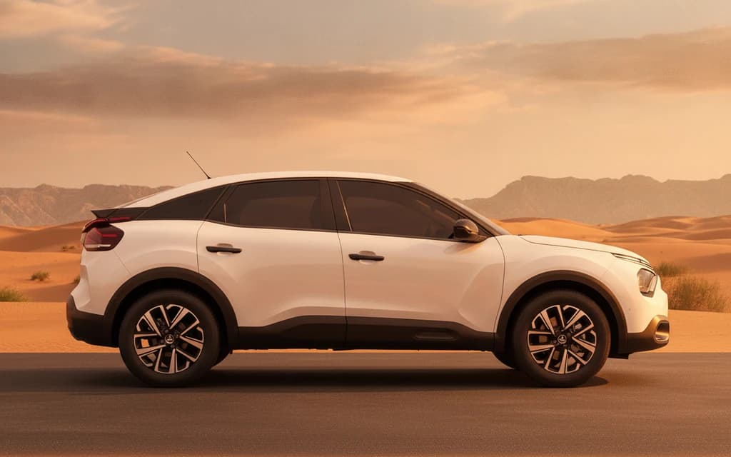 Citroen C4 2023 White side view – rental in Dubai