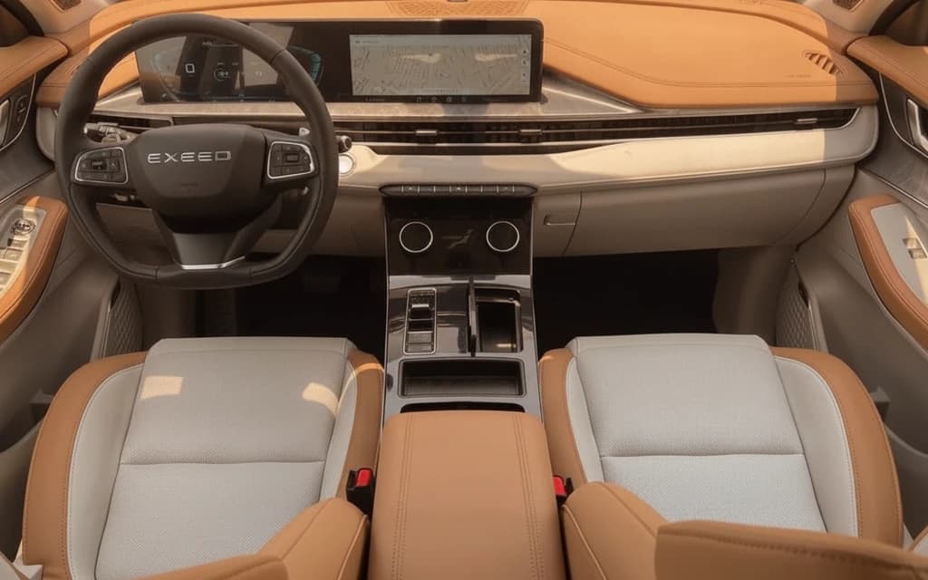 Exeed LX 2024 Black dashboard view – rental in Dubai
