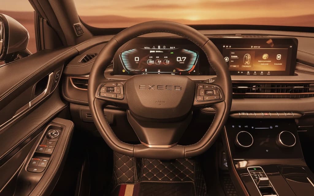 Exeed LX 2026 Gray steering wheel – rental in Dubai