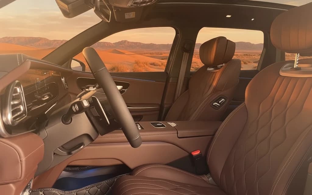 Exeed VX 2025 Dark Green front seats – rental in Dubai