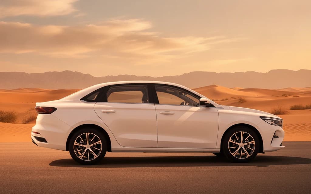 Geely Emgrand 2024 White side view – rental in Dubai