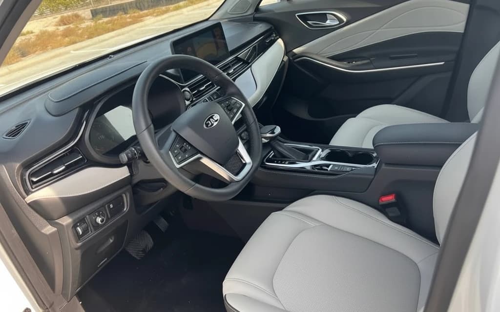 JAC JS4 2023 Light Blue dashboard view – rental in Dubai