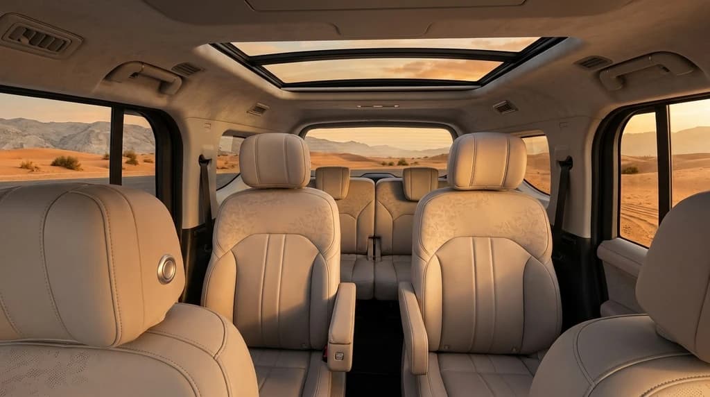 Jetour G700 2027 second row captain chairs and third row bench in beige leather – rental in Dubai