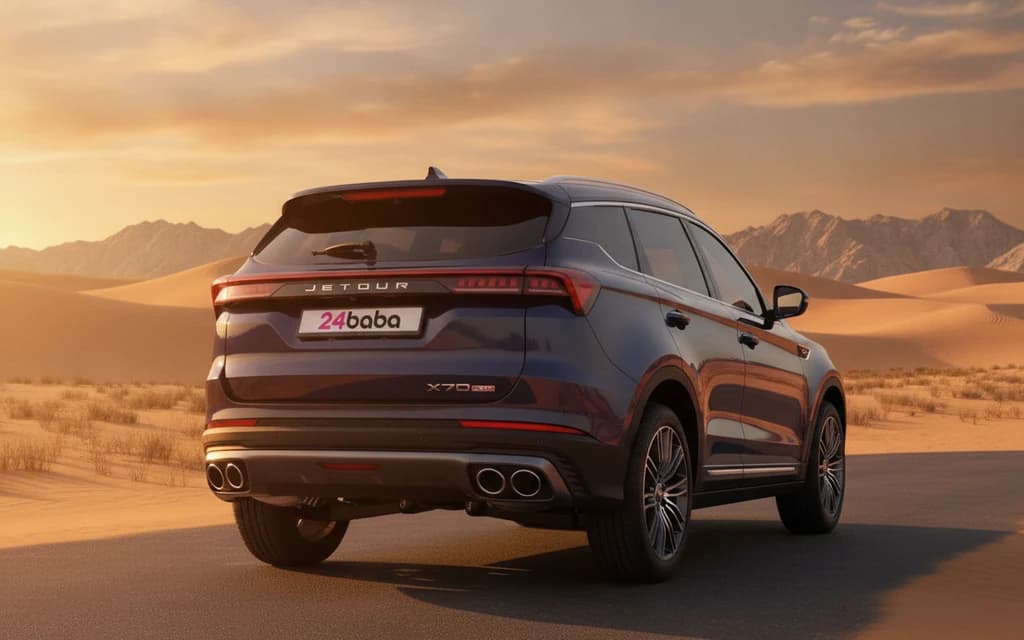 Jetour X70 Plus 2024 Blue rear view – rental in Dubai