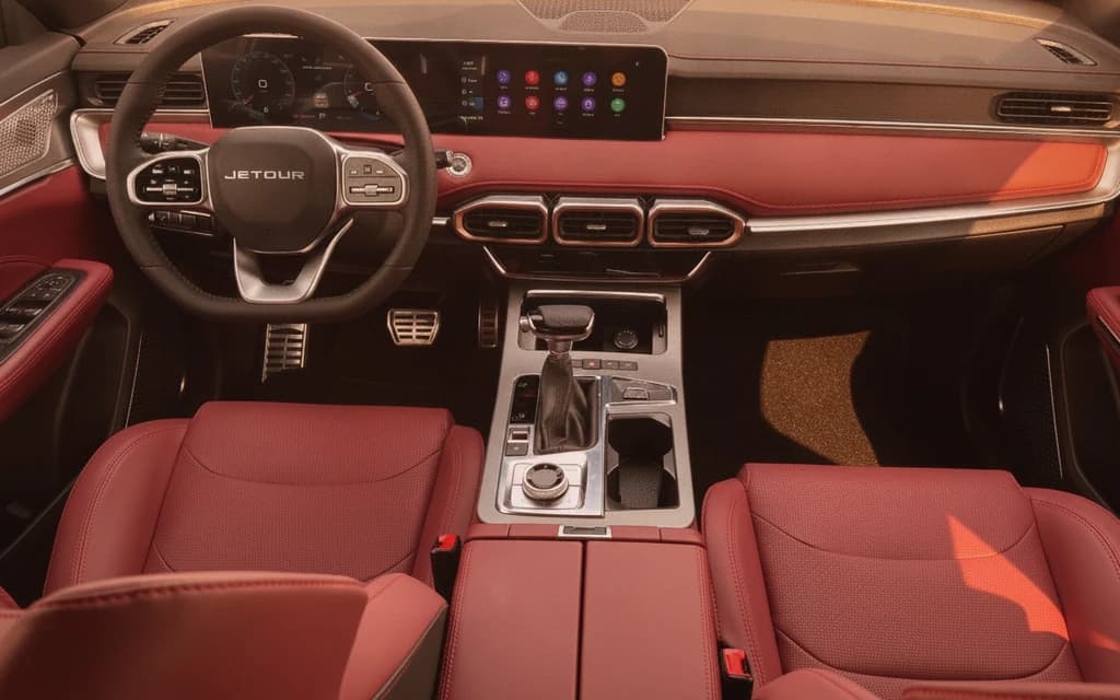 Jetour X70 Plus 2024 White dashboard view – rental in Dubai