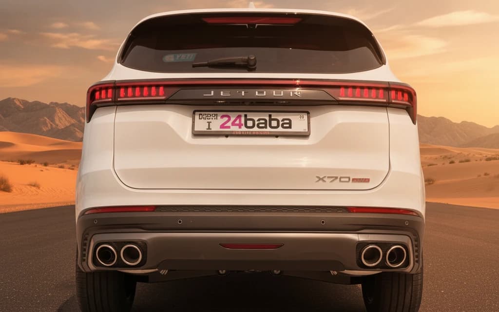 Jetour X70 Plus 2024 White rear view – rental in Dubai