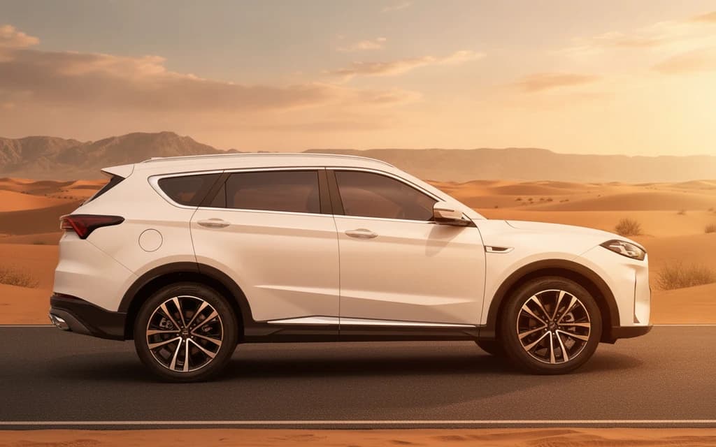 Jetour X70 Plus 2024 White side view – rental in Dubai