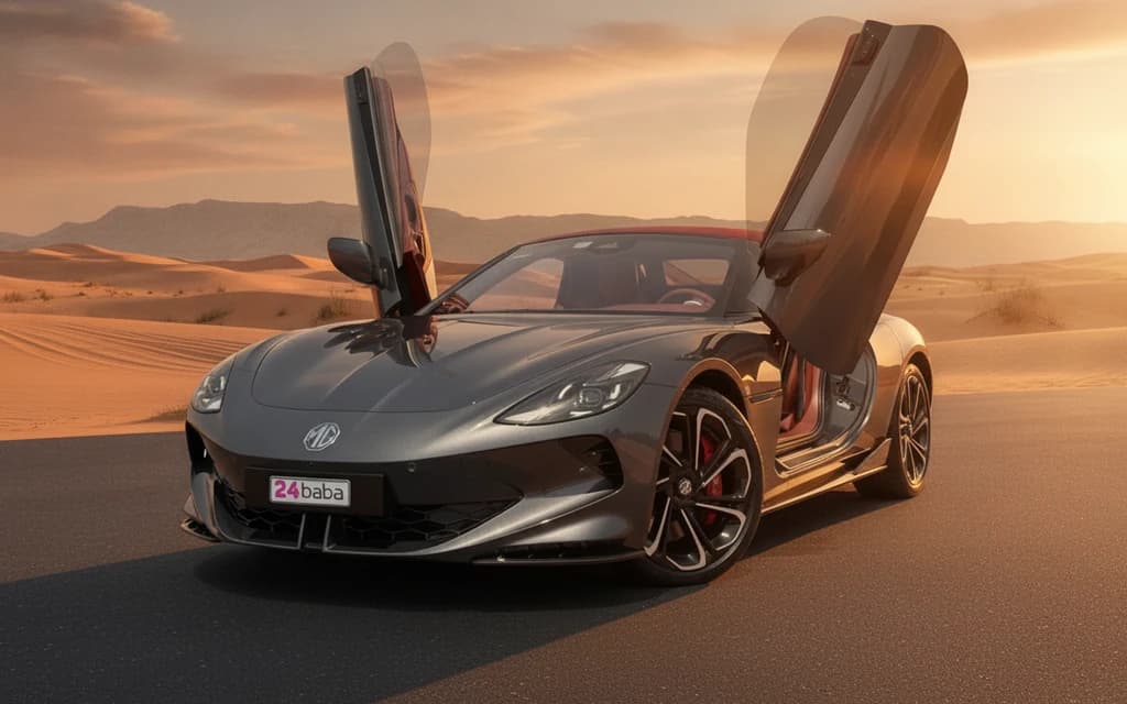 MG Cyberster 2025 Gray side view – rental in Dubai