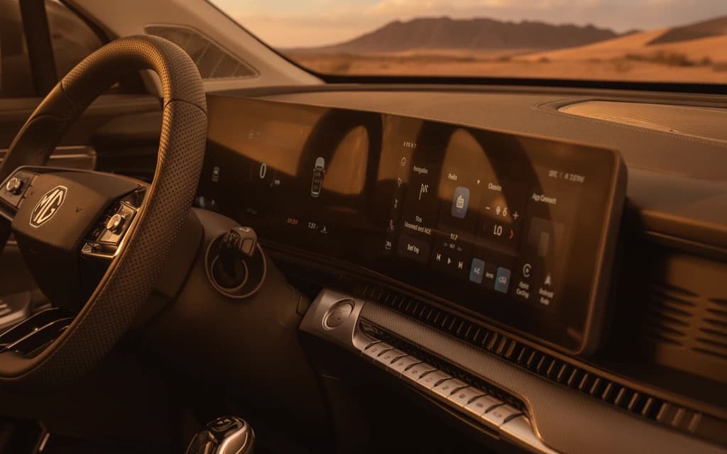 MG RX9 2025 Beige dashboard view – rental in Dubai