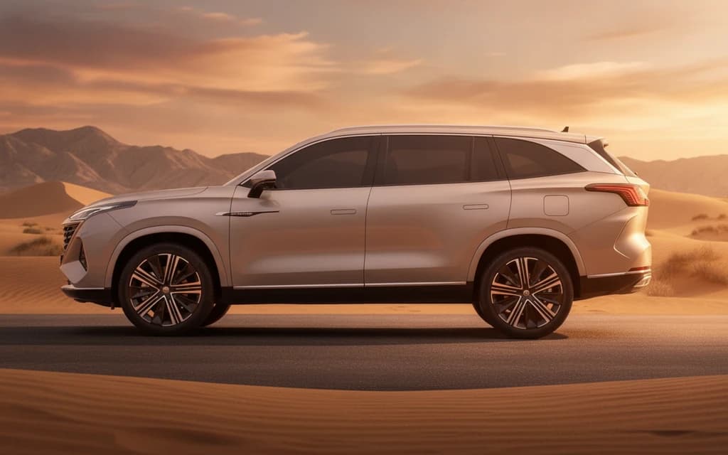 MG RX9 2025 Beige side view – rental in Dubai