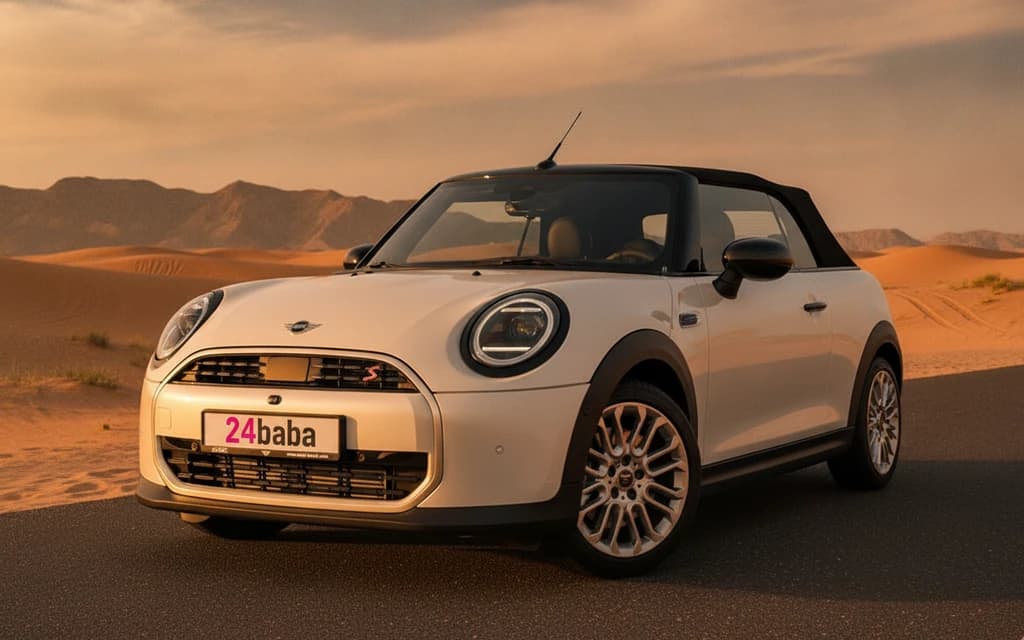 Mini Cooper 2025 White side view – rental in Dubai