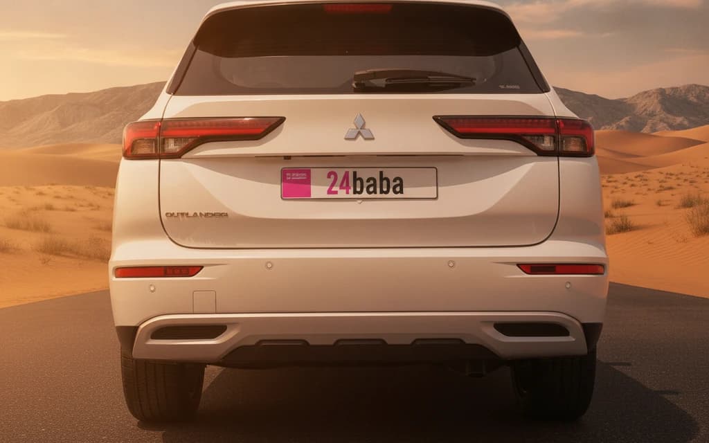 Mitsubishi Outlander 2025 White rear view – rental in Dubai