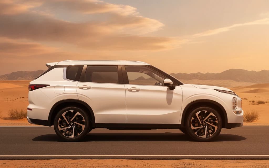 Mitsubishi Outlander 2025 White side view – rental in Dubai